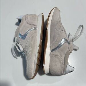 Women's Voile Blanche Suede Sneakers with Silver Accents